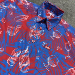 Dixxon The Mixxer Flannel Shirt Mens Large Blue Red Button Drinks Cocktail